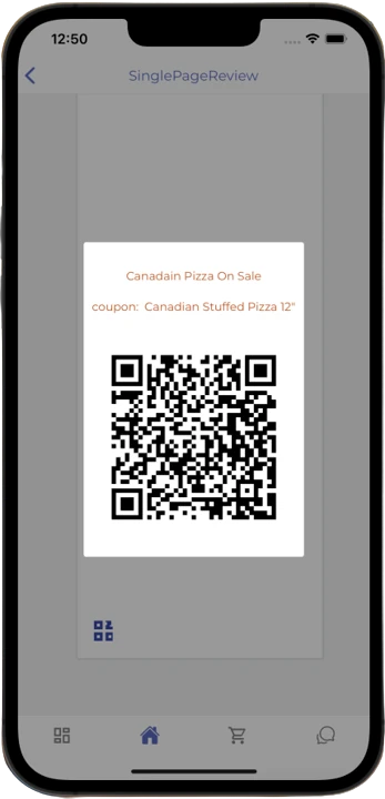 A coupon ready to redeem with a QR code
